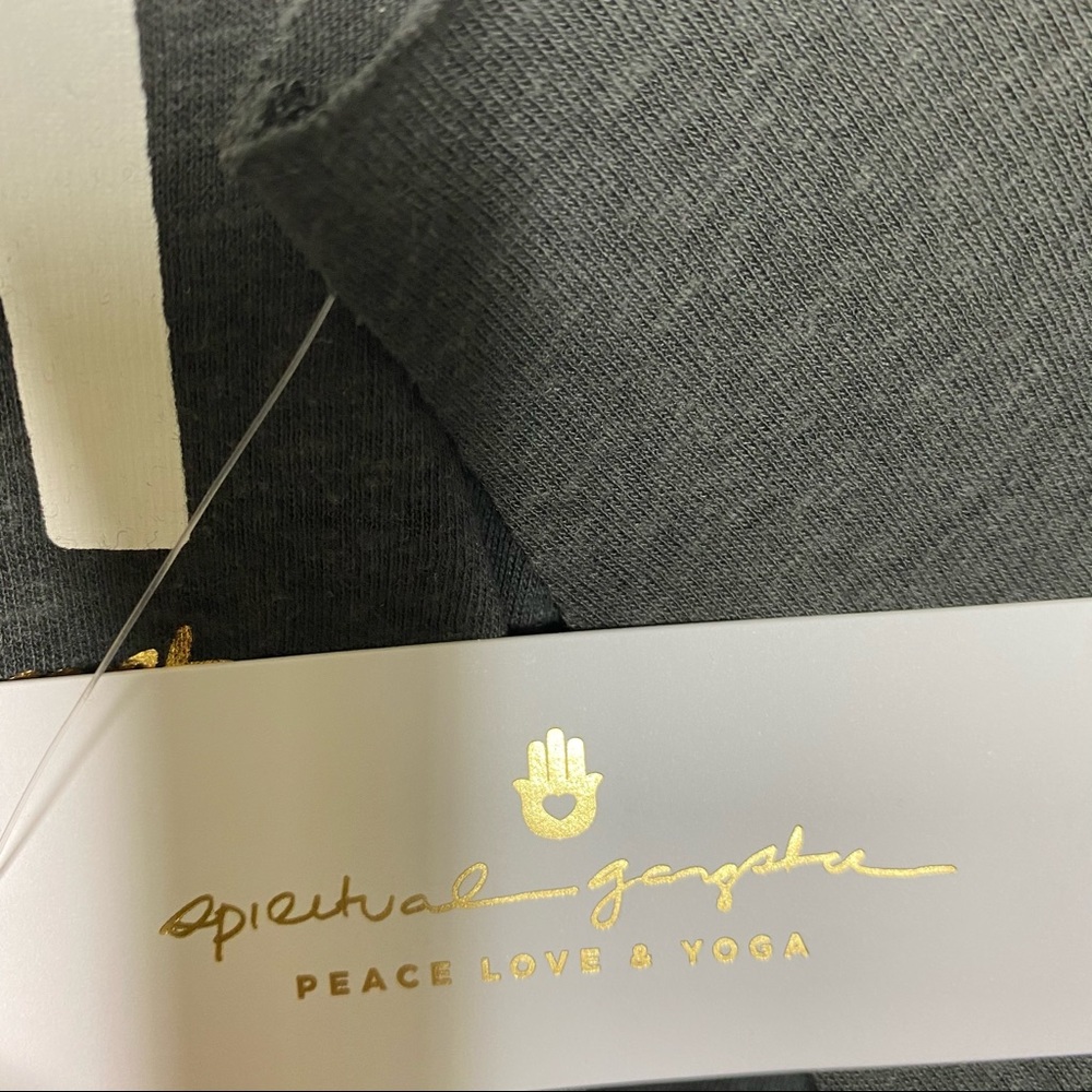 Spiritual Gangster Peace Love Light Crop Tank Top XL Graphic Yoga Tee Gray - Picture 7 of 9